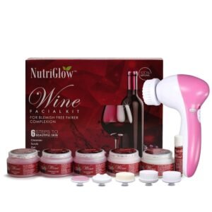 NutriGlow Wine Facial Kit for Women for Glowing Skin, 6-Pieces Skin Care Set with Deep Cleanser, Scrub, Nourishing Gel, Tan Removal, Mask Pack and Serum